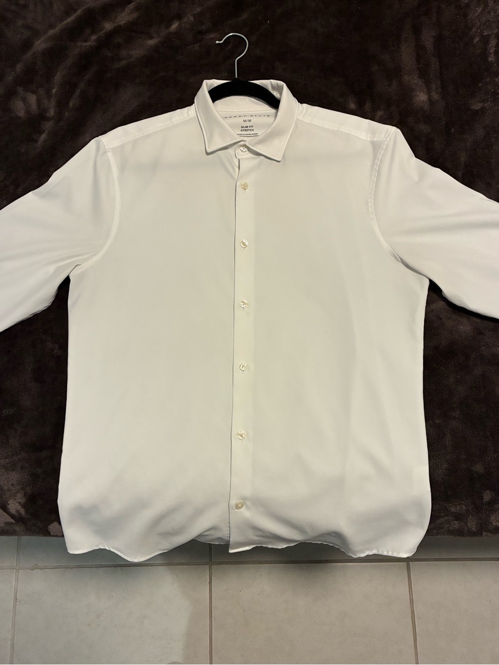 Perry Ellis Men's White Dress Button-Up Shirt